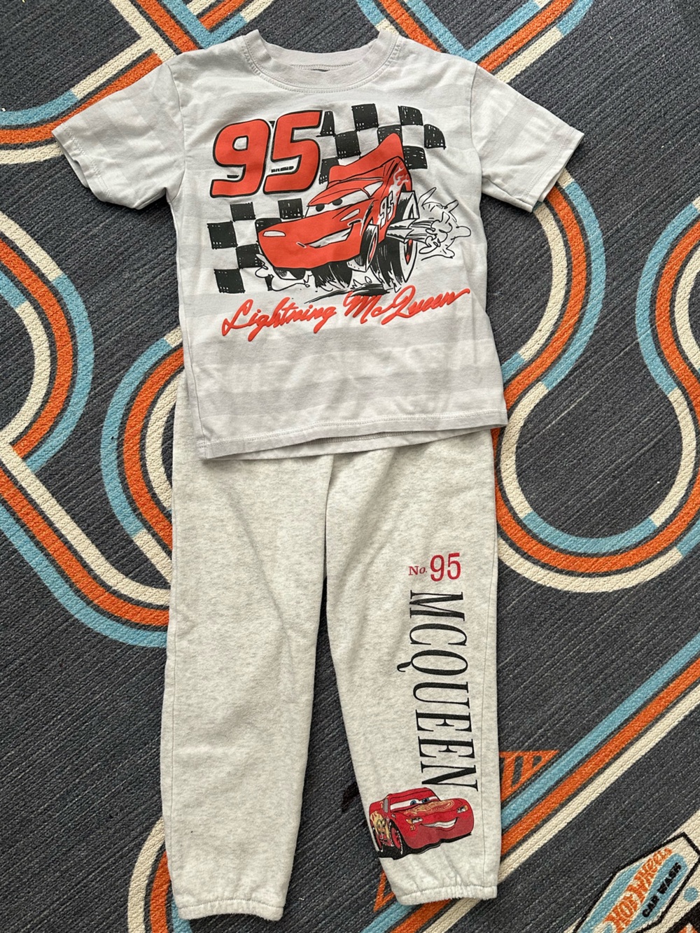 Disney Pixar Lightning McQueen Kids Sweat Pants and tee set